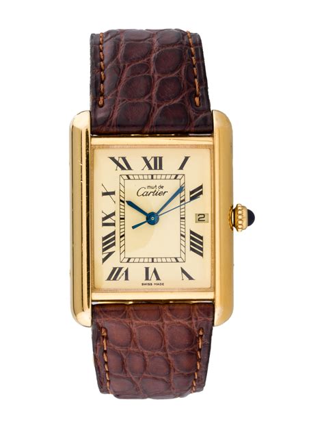 cartier must de tank & 39|cartier tank must interchangeable strap.